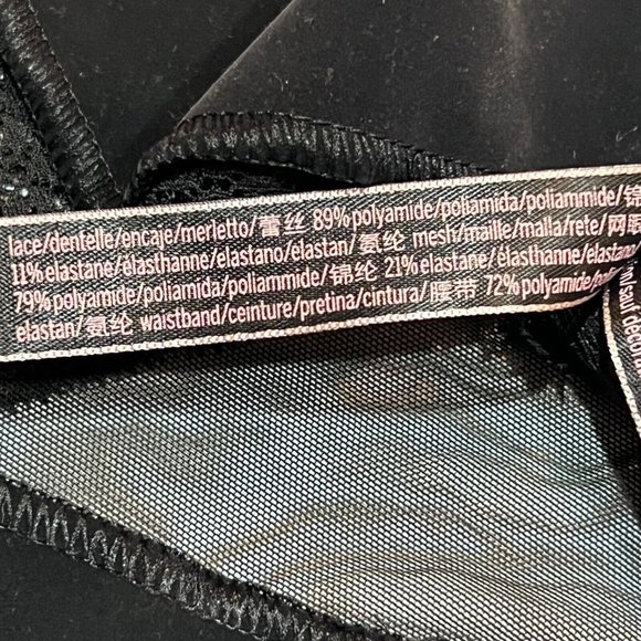 NWT VICTORIA'S SECRET Incredible Logo Thong Pantie Sz XL Black Mesh Lace - Picture 3 of 4